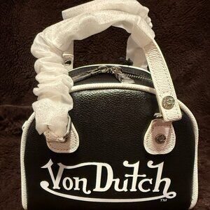 Von Dutch Classic 51 Black Bowling Crossbody Handbag NWT